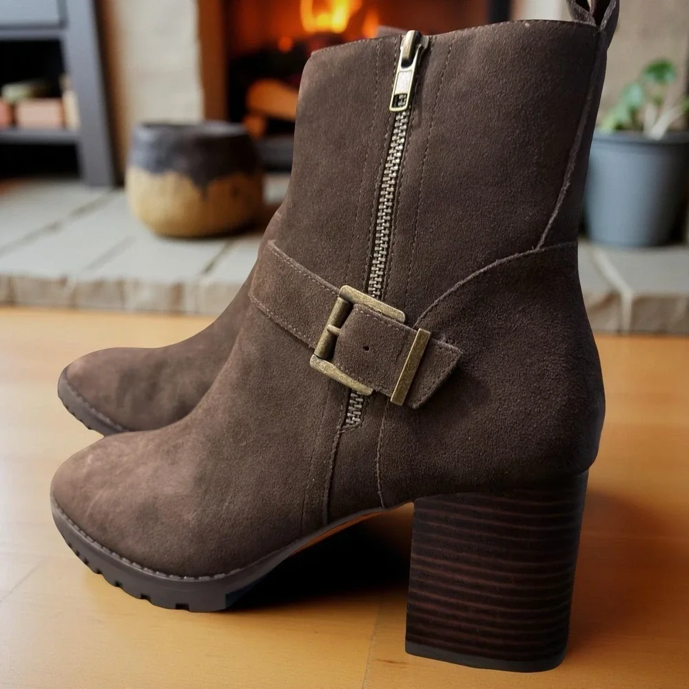 NEW Blondo Women's Talyn Java Suede Waterproof Ankle Boots Size 10M